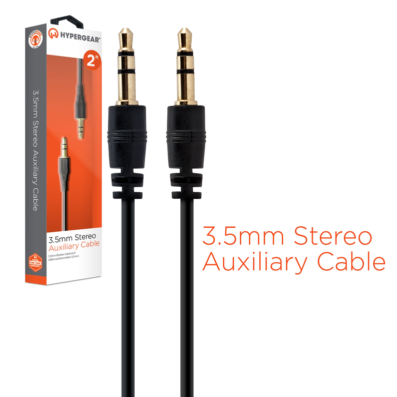 HyperGear 3.5mm Stereo AUX Cable 3ft Black HyperGear