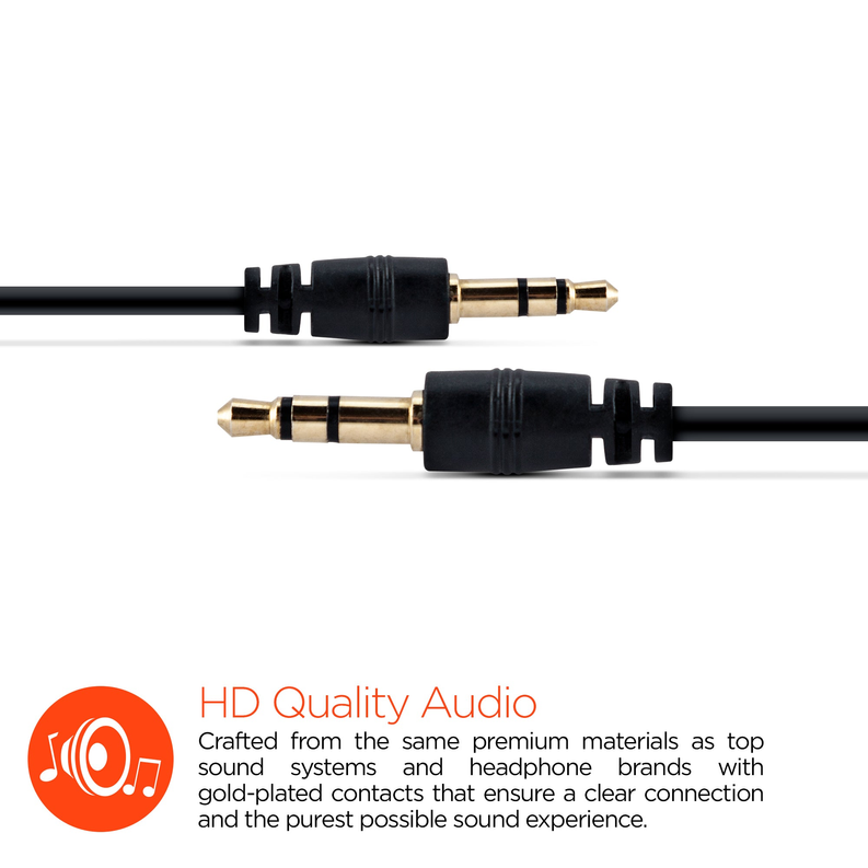 HyperGear 3.5mm Stereo AUX Cable 3ft Black HyperGear