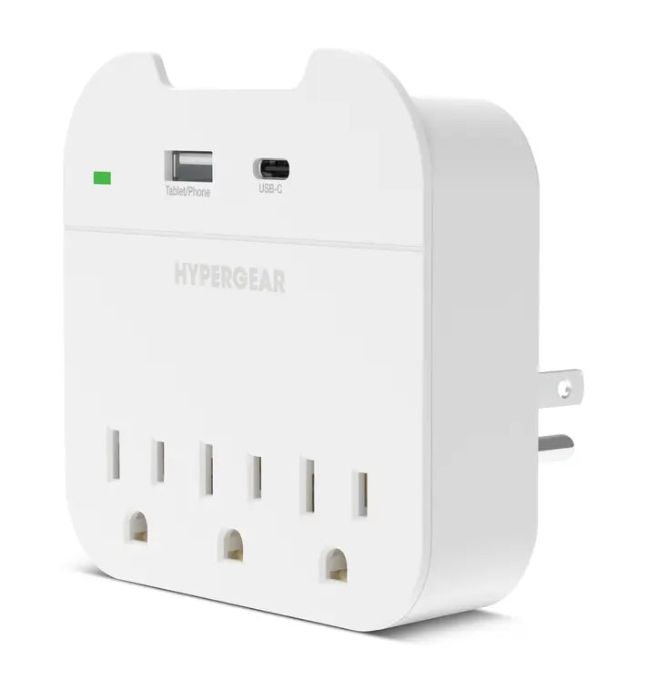 HyperGear Multi Plug 5 Outlet Extender with USB-C & USB Ports Hypercel