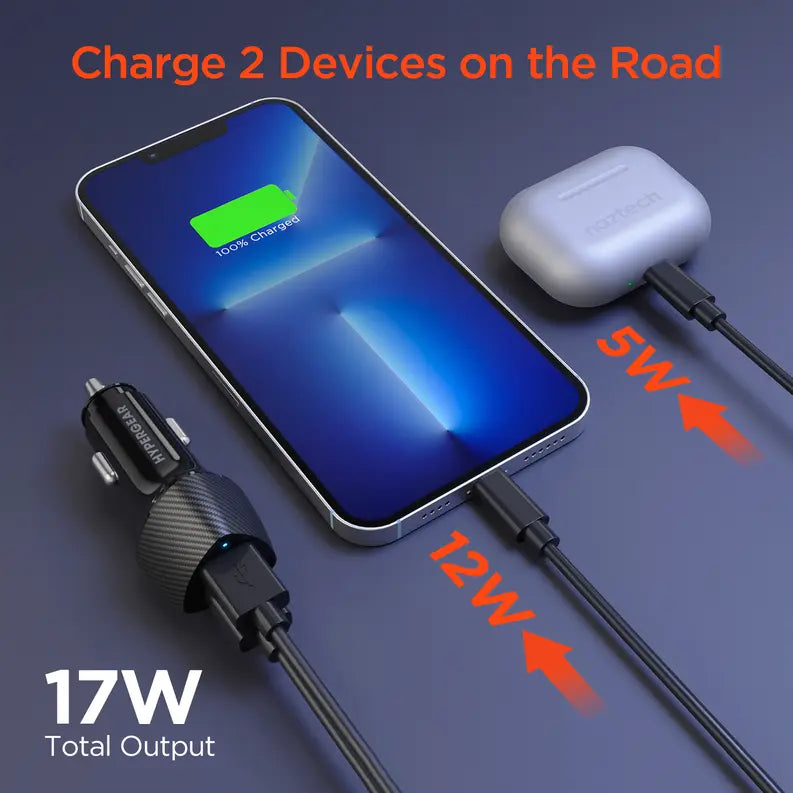 HyperGear SpeedBoost 12W USB + 5W USB Car Charger Hypercel