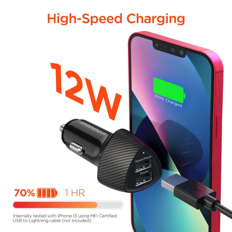HyperGear SpeedBoost 12W USB + 5W USB Car Charger Hypercel