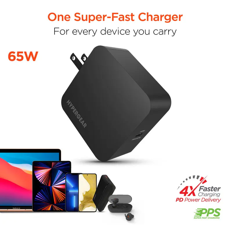 HyperGear SpeedBoost 65W USB-C PD Laptop Wall Charger with PPS Hypercel