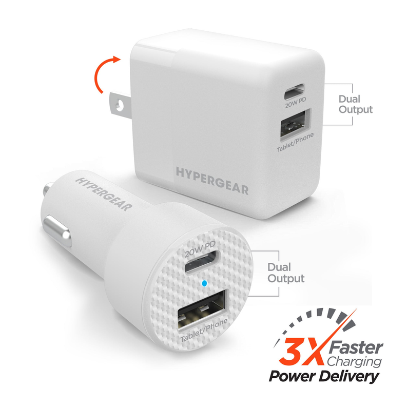 Hypergear Wall & Car Charger Bundle 20W USB-C PD & 12W USB HyperGear