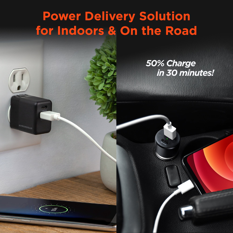 Hypergear Wall & Car Charger Bundle 20W USB-C PD & 12W USB HyperGear