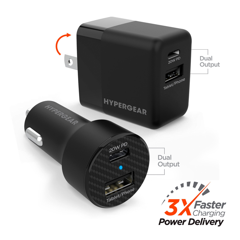 Hypergear Wall & Car Charger Bundle 20W USB-C PD & 12W USB HyperGear
