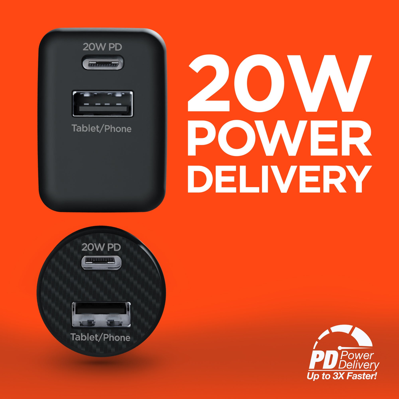 Hypergear Wall & Car Charger Bundle 20W USB-C PD & 12W USB HyperGear