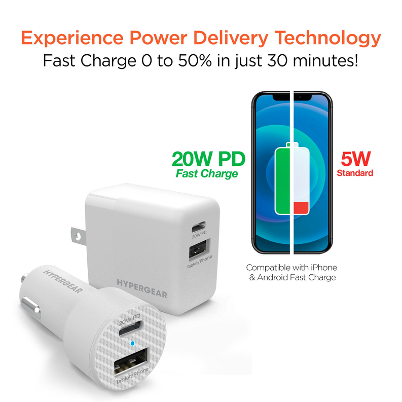 Hypergear Wall & Car Charger Bundle 20W USB-C PD & 12W USB HyperGear