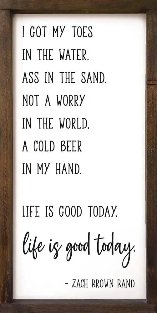 I got my toes in the water - Zach Brown Band Framed Sign Sawdust City