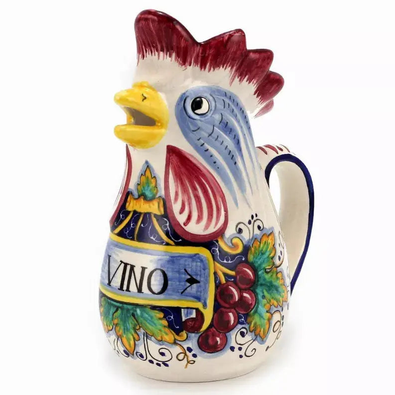 IN VINO VERITAS: Traditional Italian Rooster of Fortune Wine Pitcher Artistica Italian Gallery
