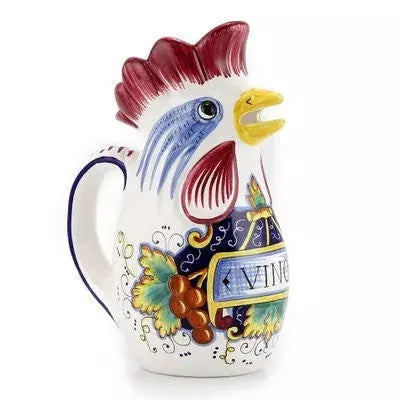 IN VINO VERITAS: Traditional Italian Rooster of Fortune Wine Pitcher Artistica Italian Gallery