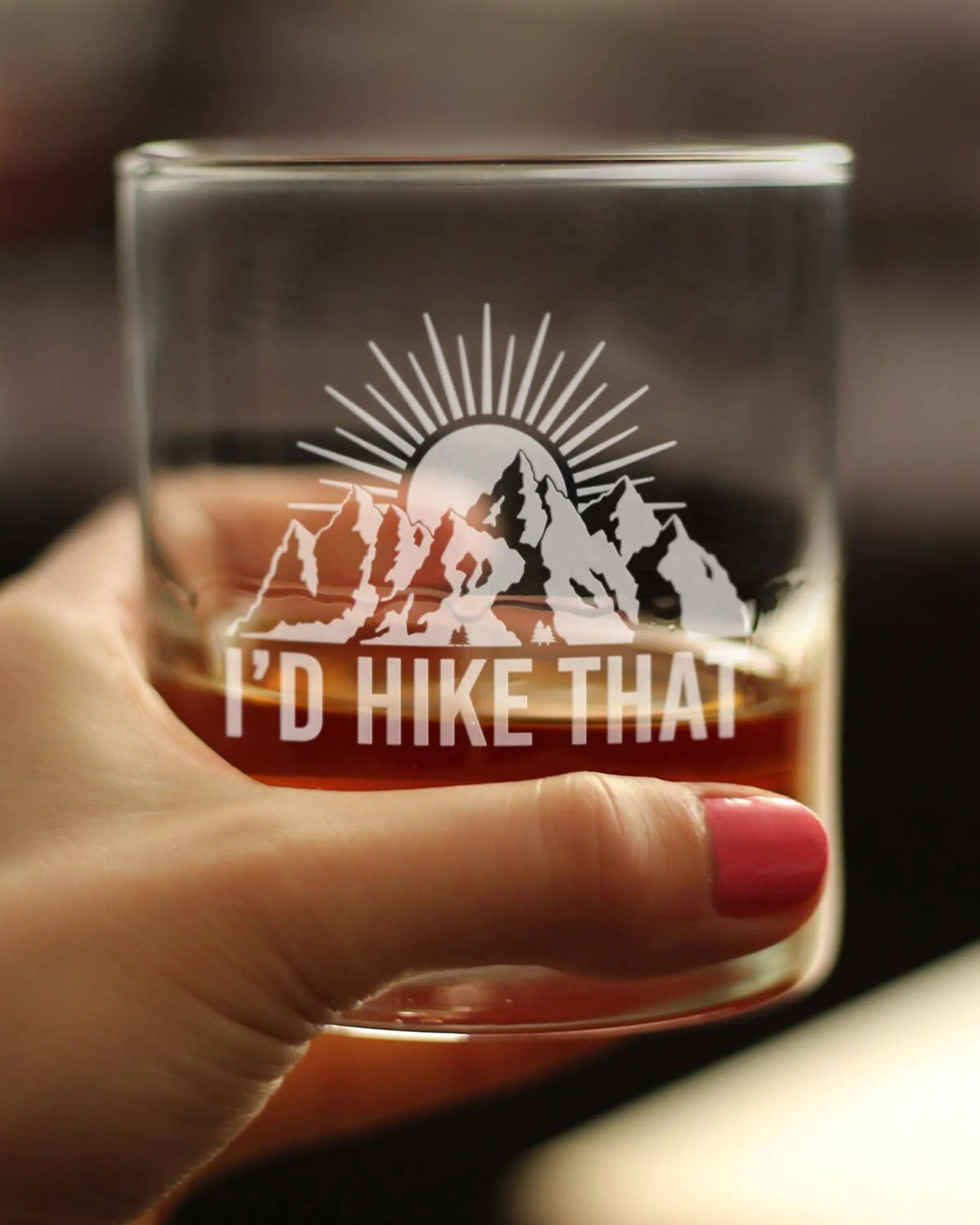 I'd Hike That Whiskey Rocks Glass - Hiking Gifts and Decor Bevvee