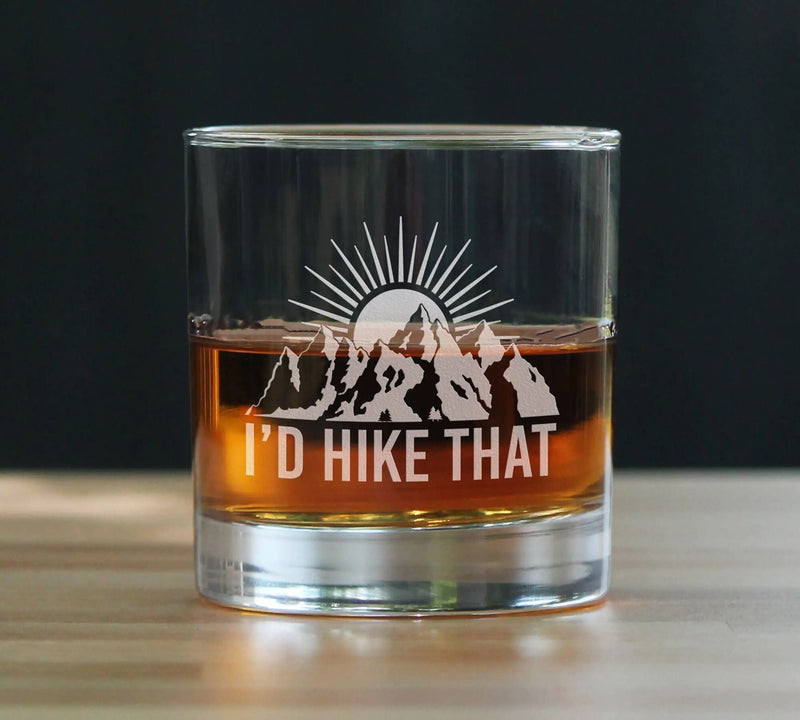 I'd Hike That Whiskey Rocks Glass - Hiking Gifts and Decor Bevvee