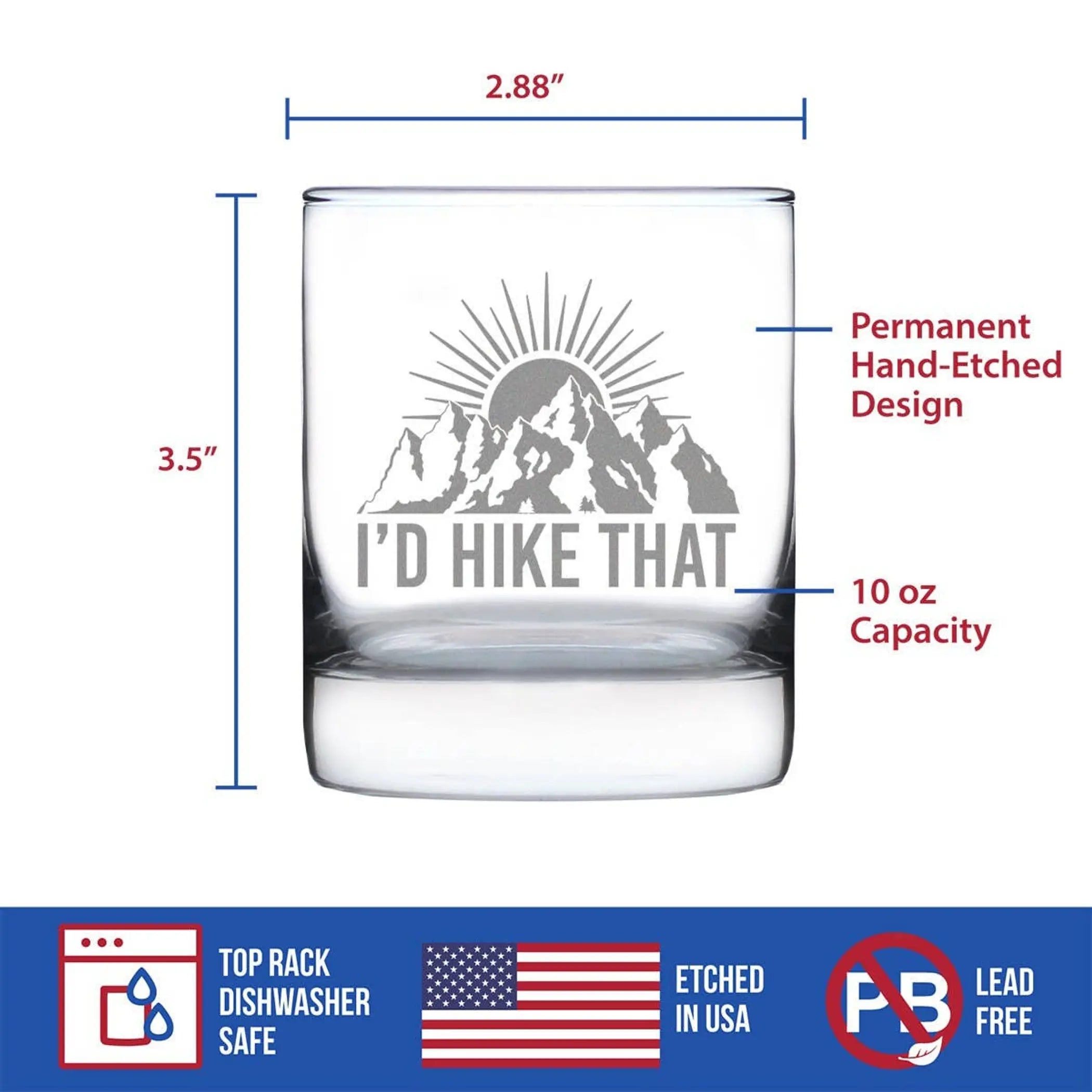 I'd Hike That Whiskey Rocks Glass - Hiking Gifts and Decor Bevvee