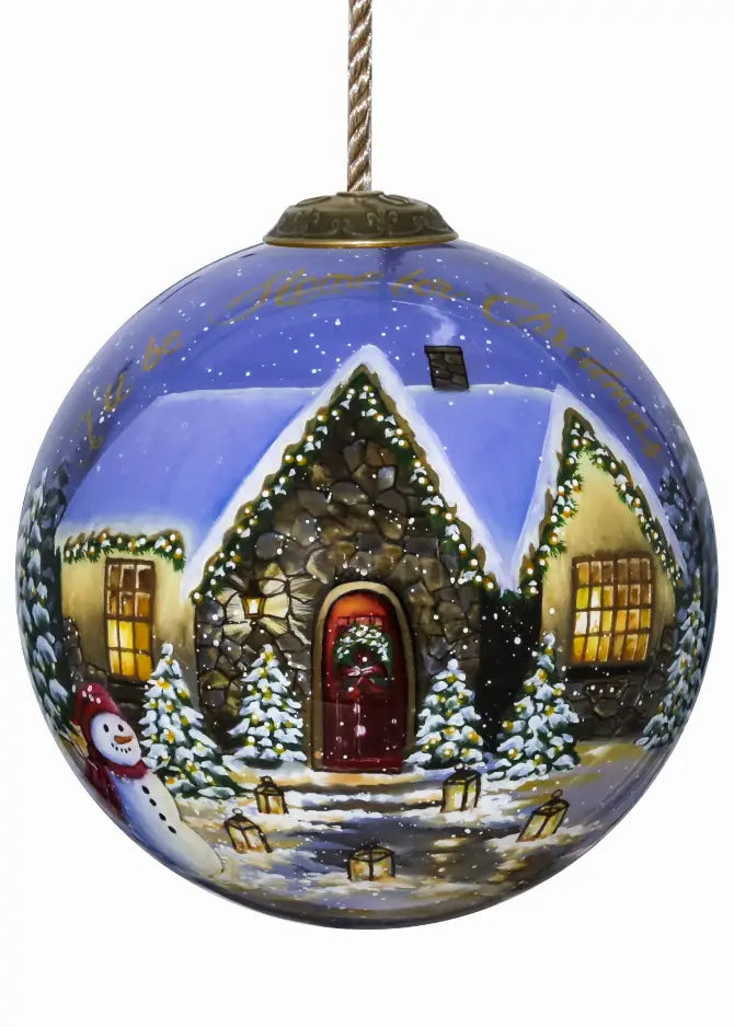 I'll Be Home For Christmas Hand Painted Glass Ornament Inner Beauty Gifts