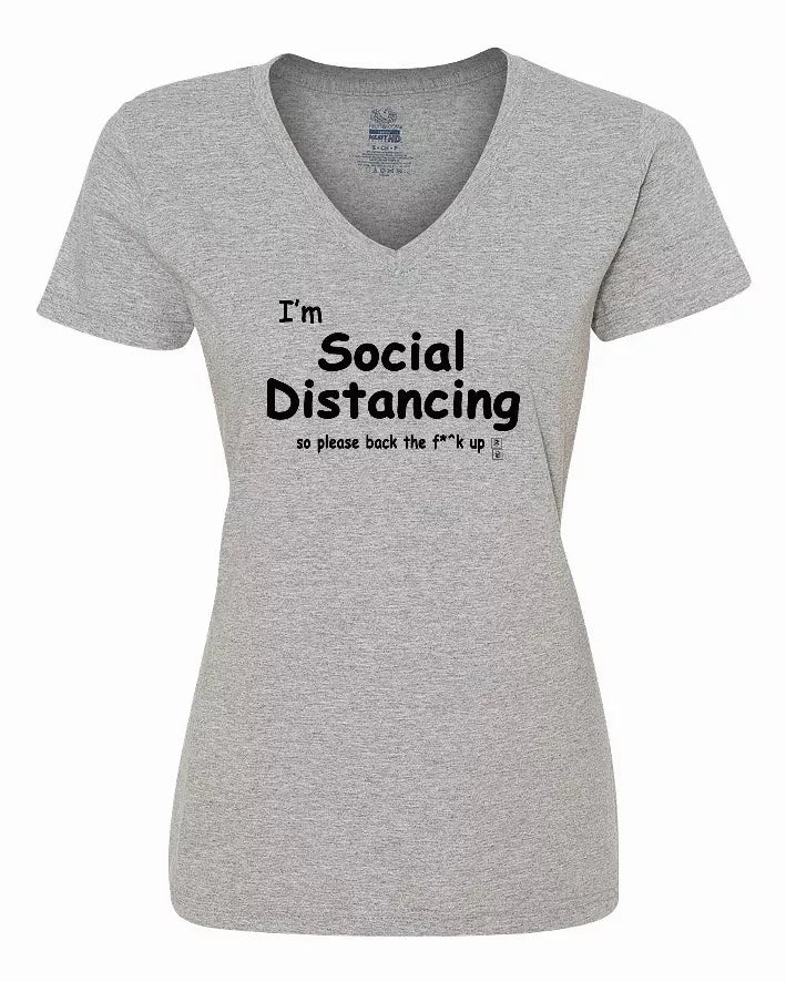 I'm Social Distancing so please back the f**k up shirt Ladies pandemic shirt Large Bad Baby Inc