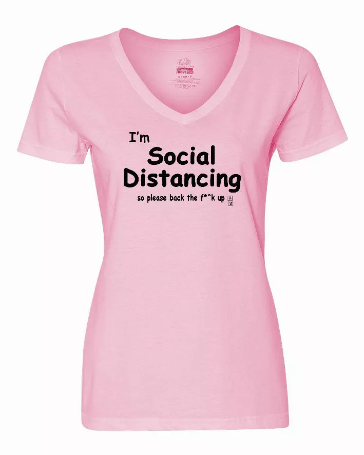 I'm Social Distancing so please back the f**k up shirt Ladies pandemic shirt Large Bad Baby Inc