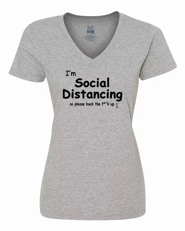 I'm Social Distancing so please back the f**k up shirt Ladies pandemic shirt Small Bad Baby Inc