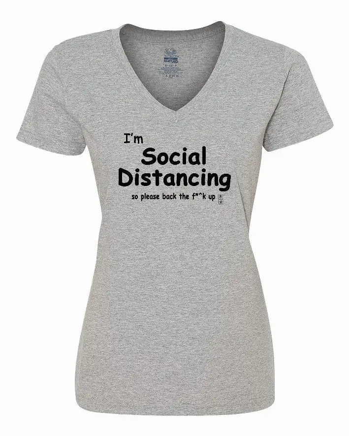 I'm Social Distancing so please back the f**k up shirt Ladies pandemic shirt XLarge Bad Baby Inc