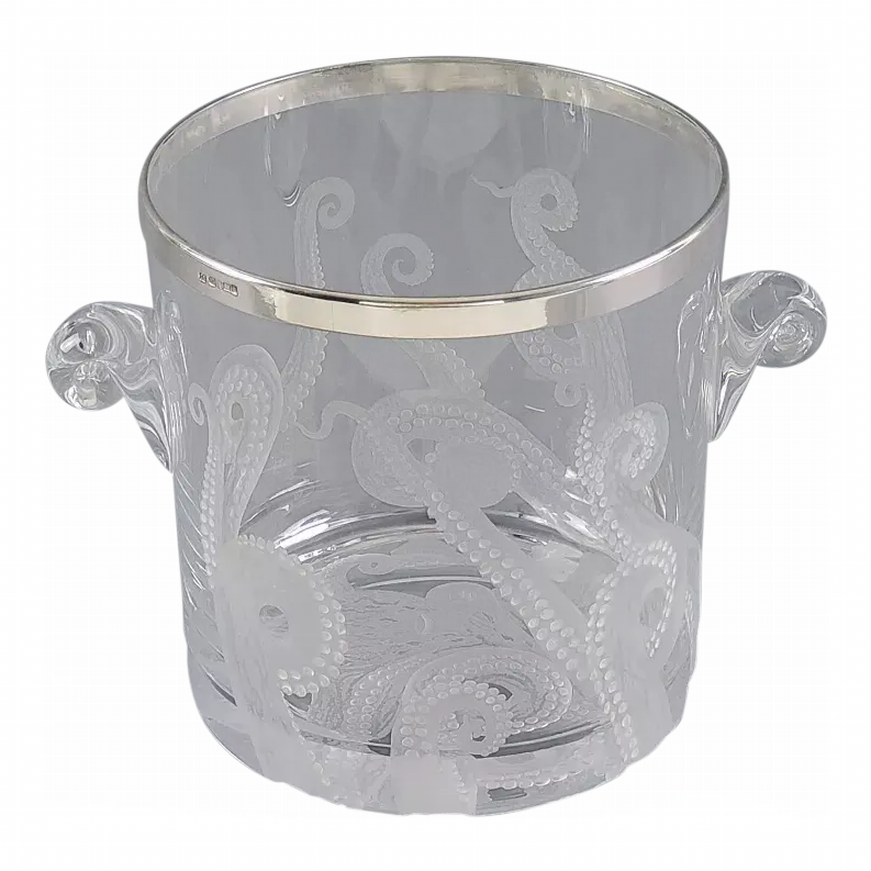 Ice Bucket Octopus Design Hallmarked Silver Plated  Rim Corbell Silver