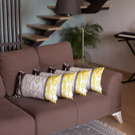Ikat Set of 4 Lumbar Boho Throw Pillow Covers MIKE & Co. NEW YORK