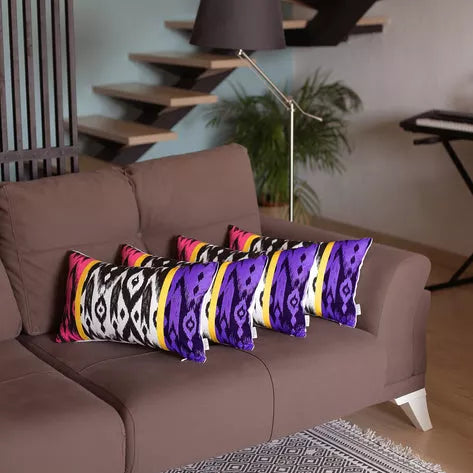 Ikat Set of 4 Lumbar Boho Throw Pillow Covers MIKE & Co. NEW YORK