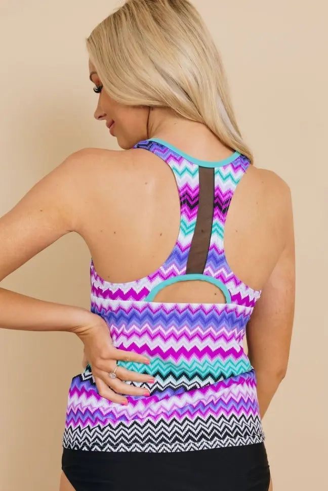In Control Printed Racerback Tankini Stay Warm in Style