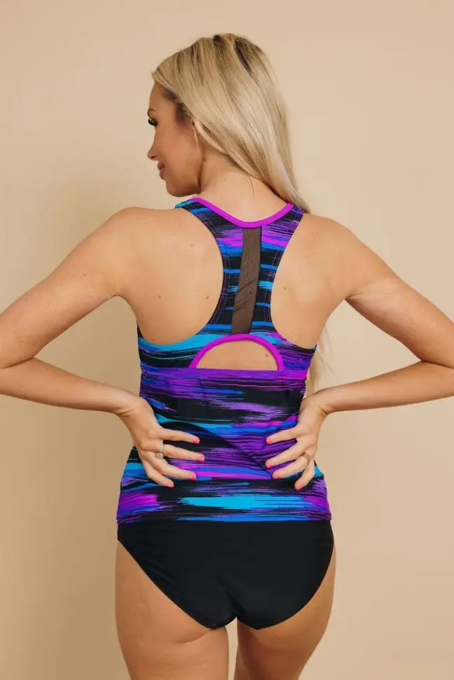 In Control Printed Racerback Tankini Stay Warm in Style
