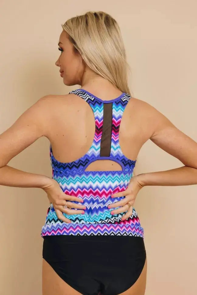 In Control Printed Racerback Tankini Stay Warm in Style