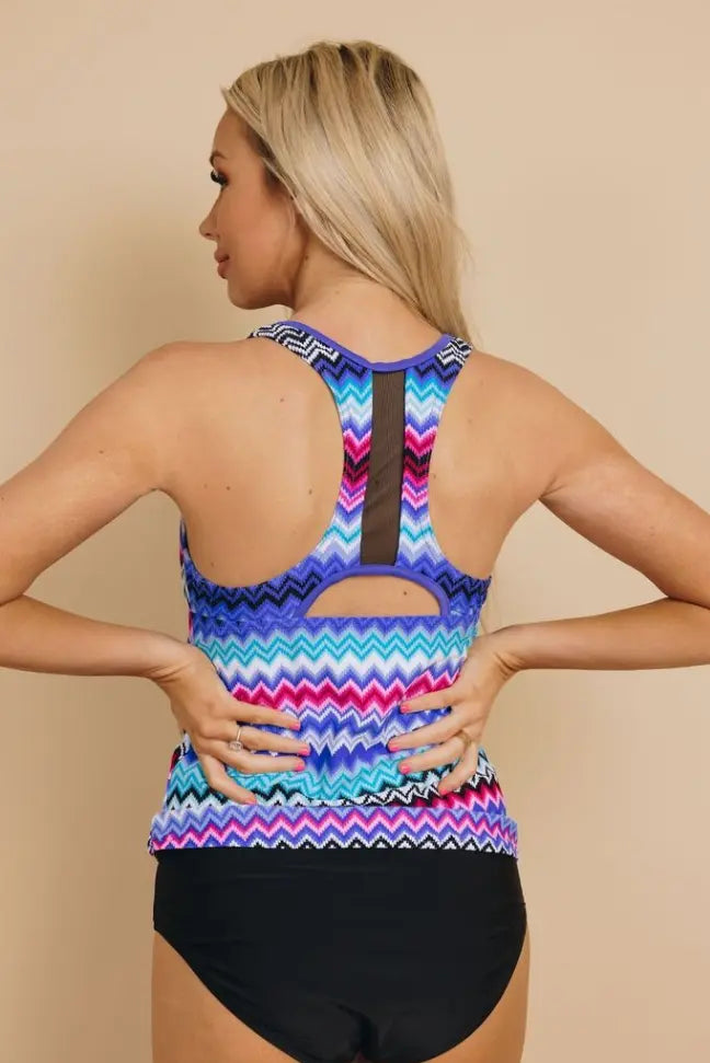 In Control Printed Racerback Tankini Stay Warm in Style