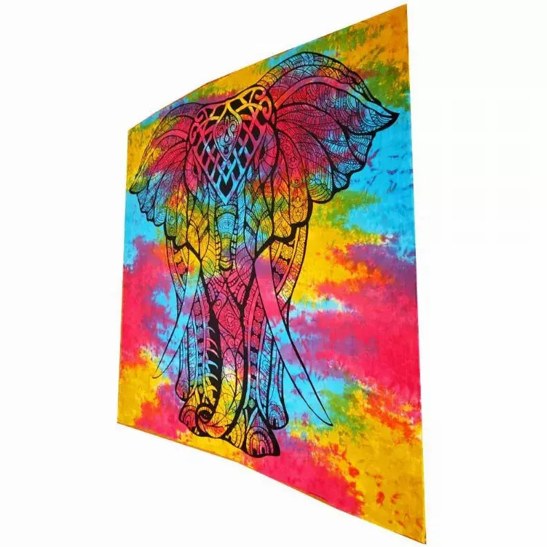 Indian Bohemian Elephant Tapestry Full Size Psychedelic Wall Hanging Decoration Wild Lotus
