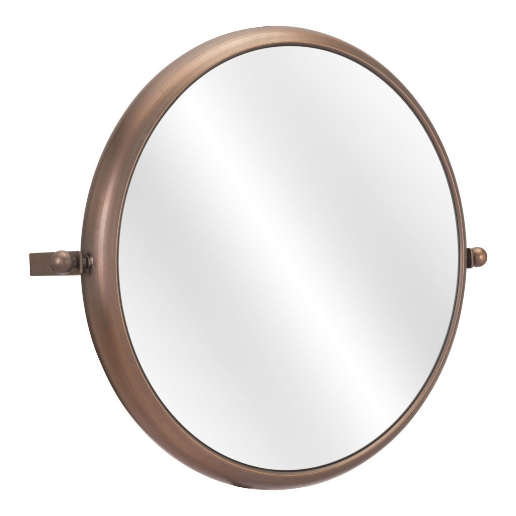 Industrial Gold Round Mirror - GreatEagleInc