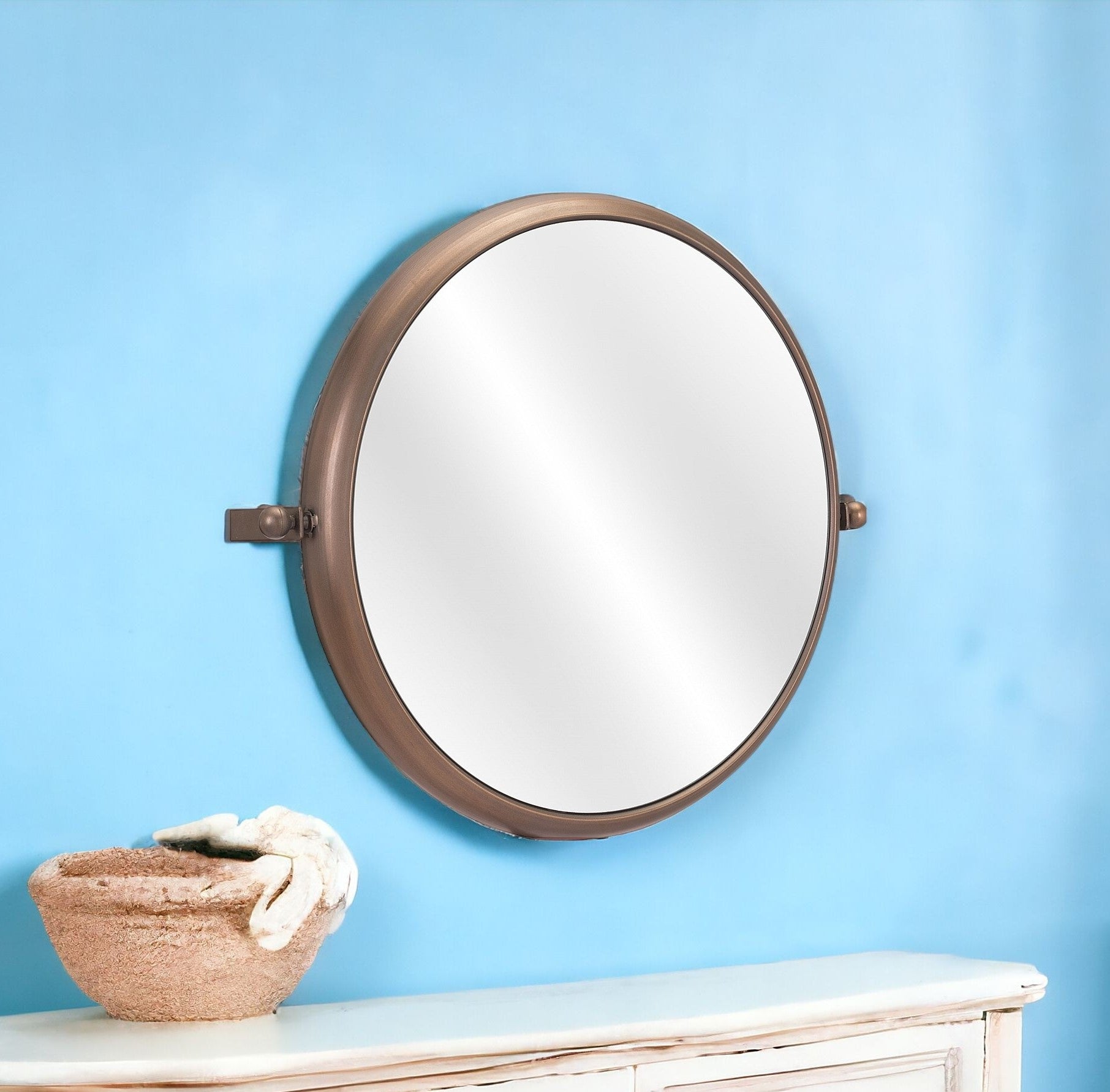 Industrial Gold Round Mirror - GreatEagleInc