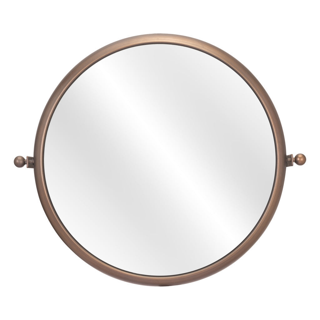Industrial Gold Round Mirror - GreatEagleInc