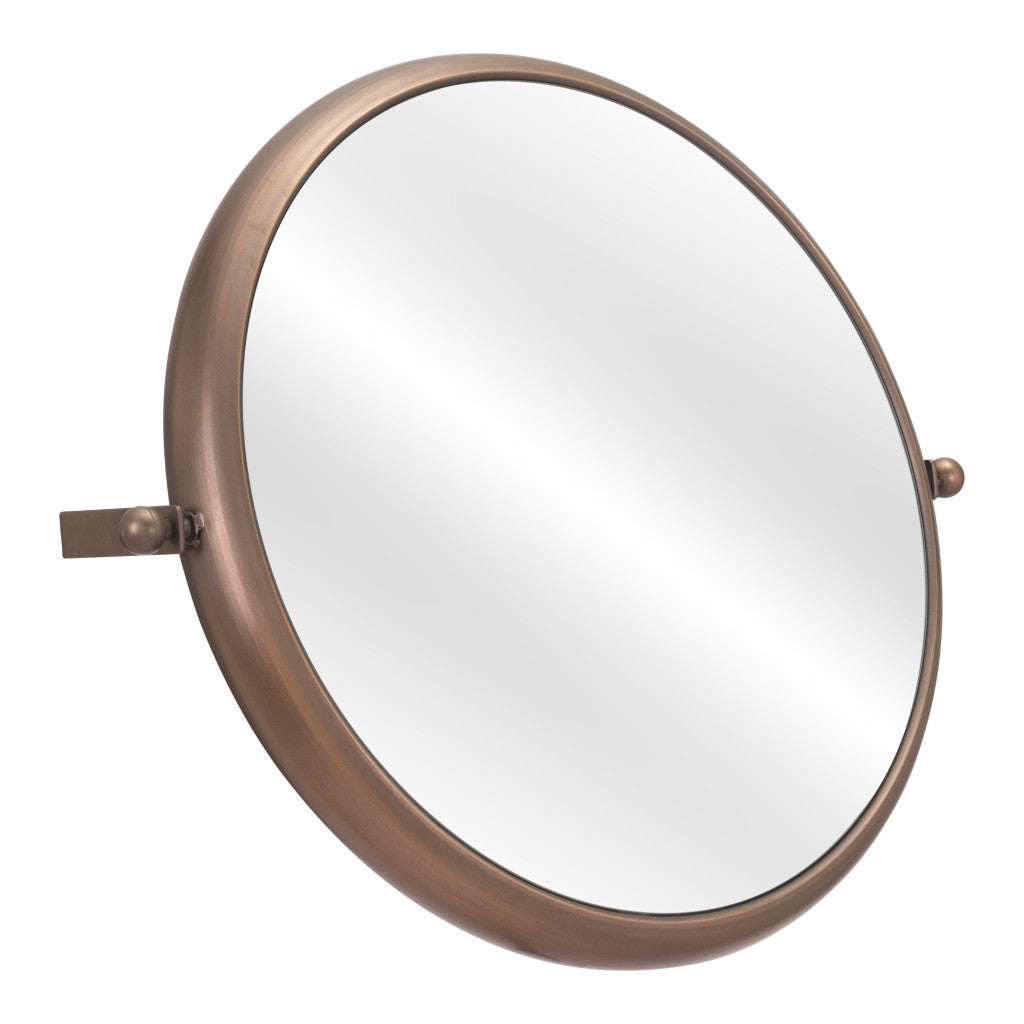 Industrial Gold Round Mirror - GreatEagleInc