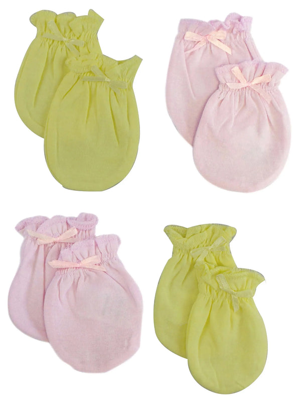 Infant Mittens (pack Of 4) 116-pink-yellow-4-pack GreatEagleInc