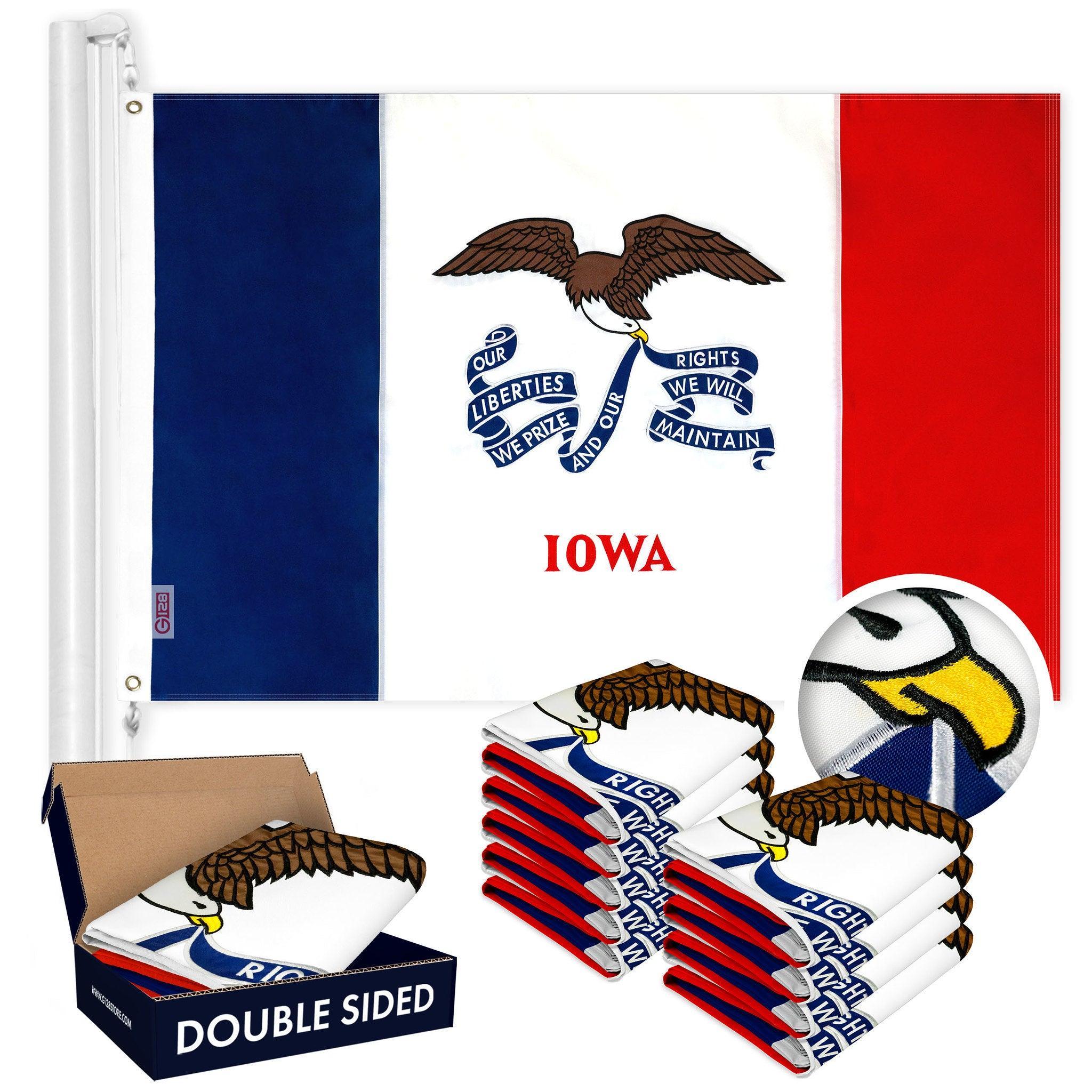 Iowa IA State Flag 3x5 Ft 10-Pack Double-sided Embroidered Polyester By G128 G128