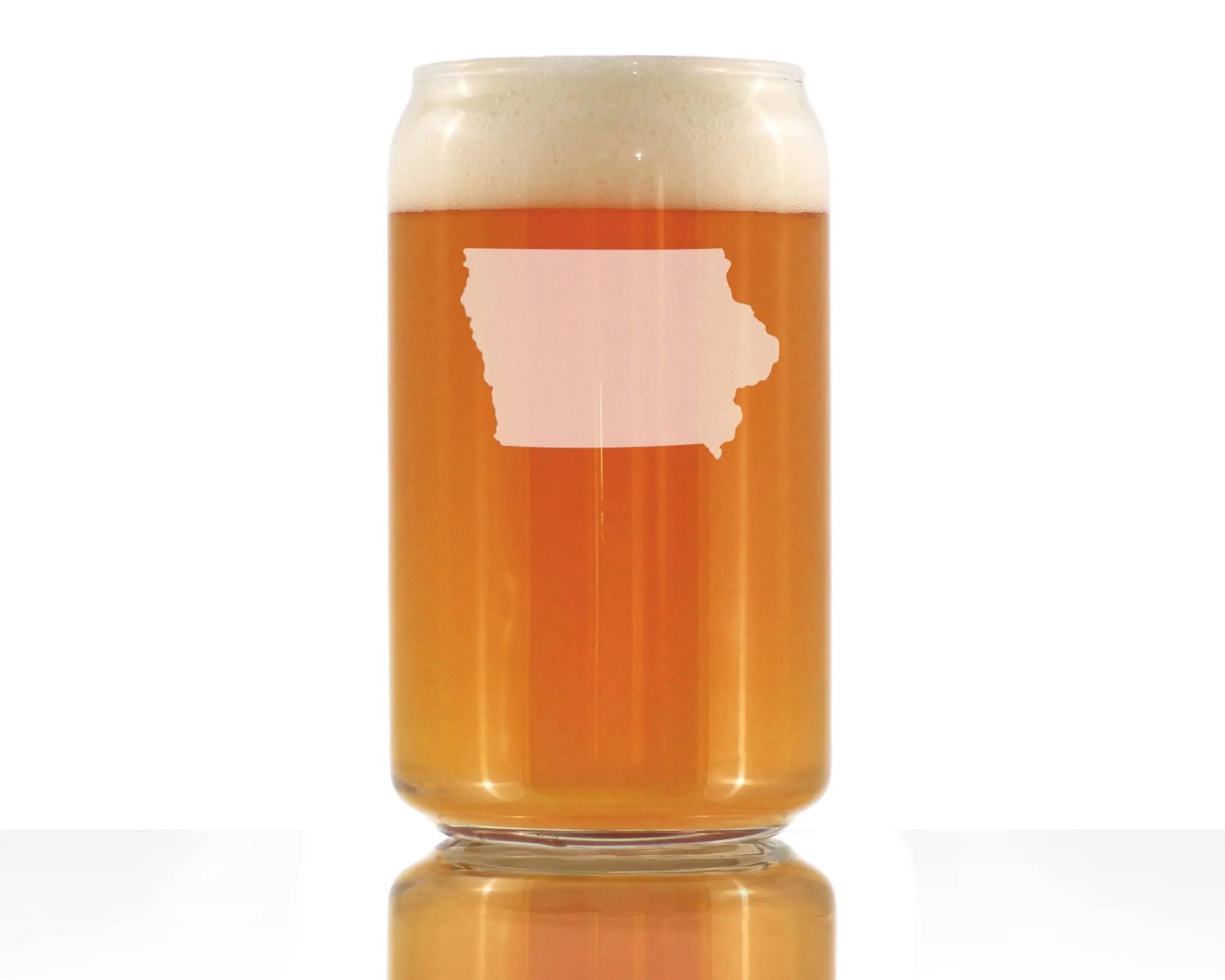 Iowa Outline Beer Can Pint Glass - Iowans Gifts and Decor Bevvee