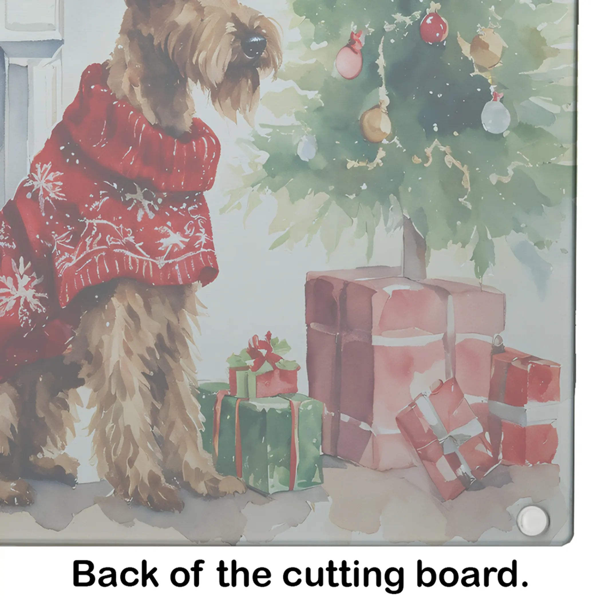 Irish Terrier Cozy Christmas Glass Cutting Board Caroline's Treasures