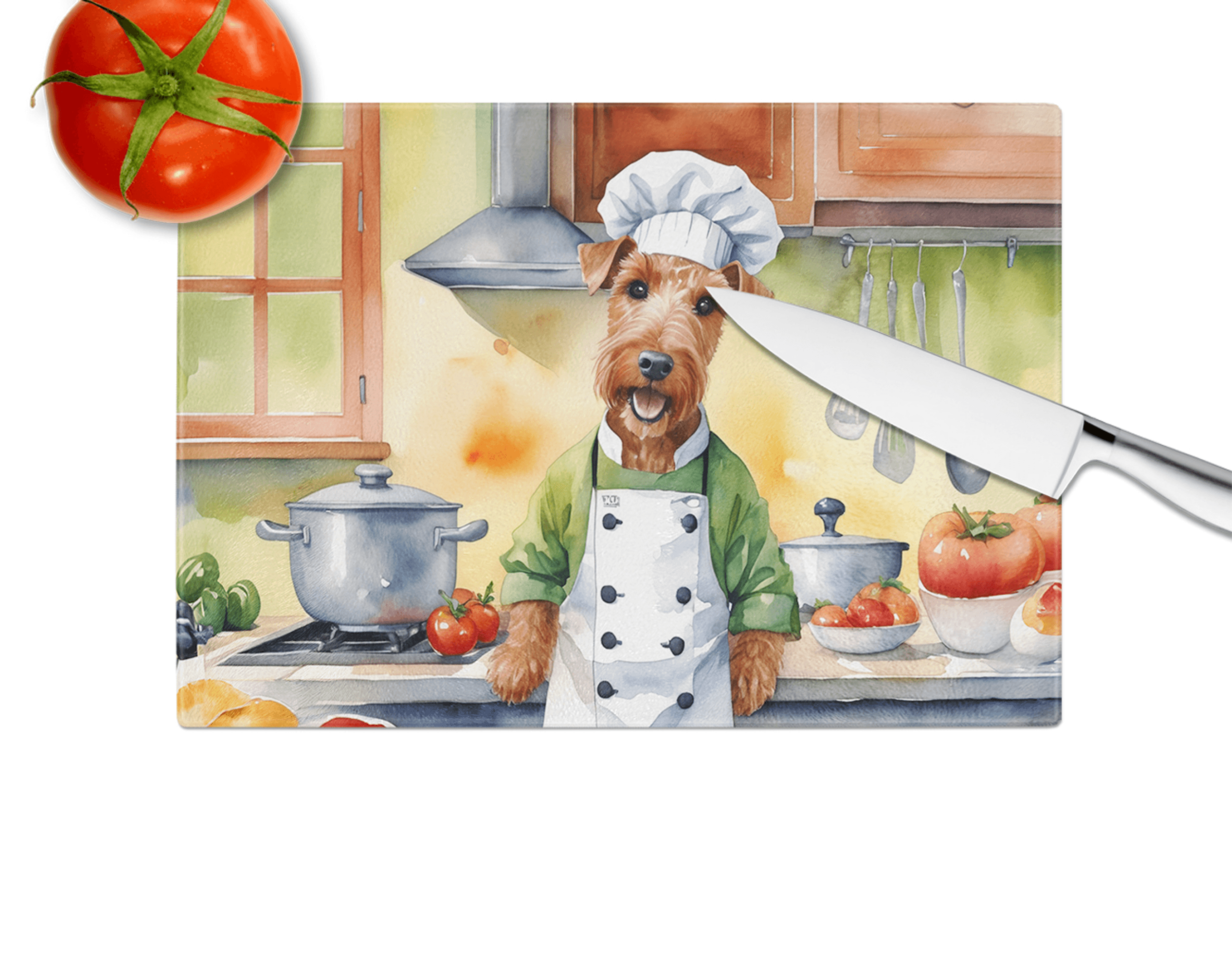 Irish Terrier The Chef Glass Cutting Board Caroline's Treasures