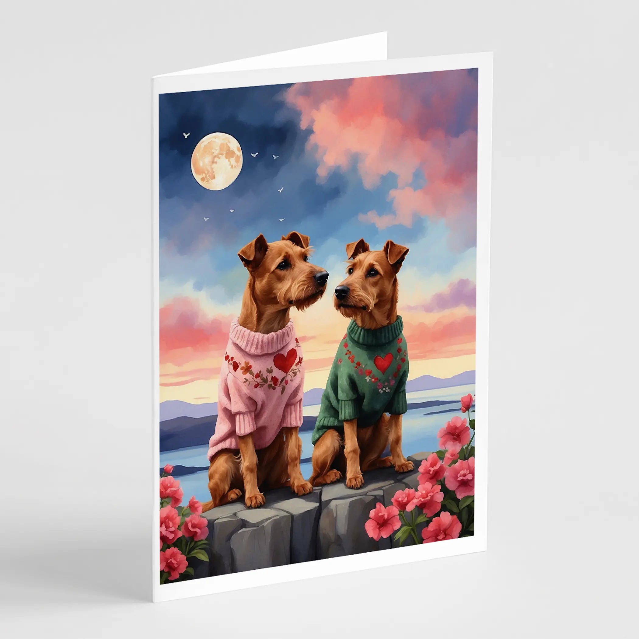 Irish Terrier Two Hearts Greeting Cards Pack of 8 Caroline's Treasures