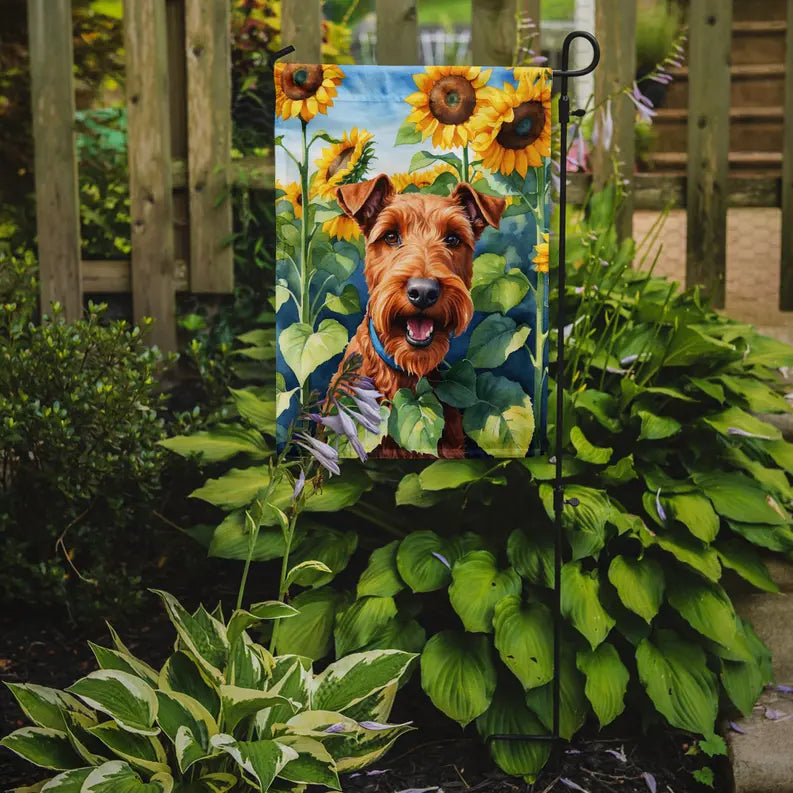 Irish Terrier in Sunflowers Garden Flag Caroline's Treasures
