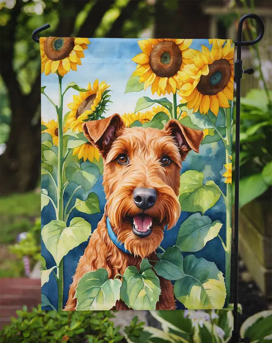 Irish Terrier in Sunflowers Garden Flag Caroline's Treasures