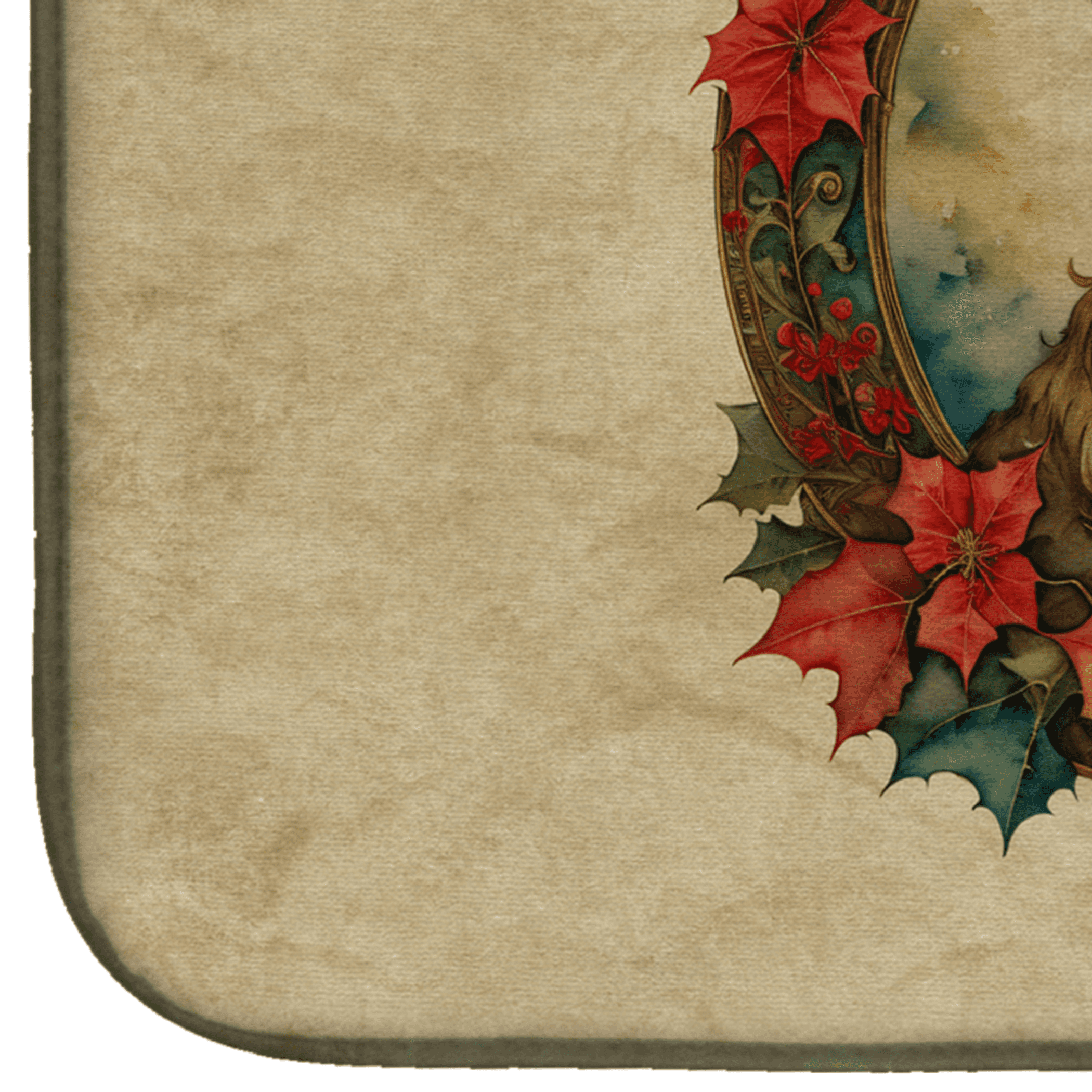 Irish Wolfhound Christmas Flowers Dish Drying Mat Caroline's Treasures