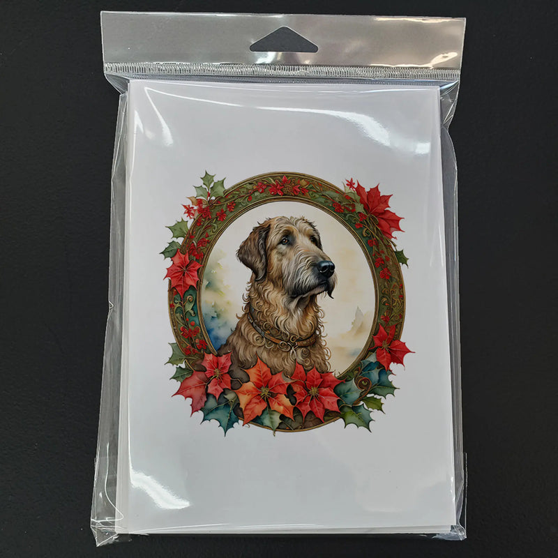 Irish Wolfhound Christmas Flowers Greeting Cards Pack of 8 Caroline's Treasures