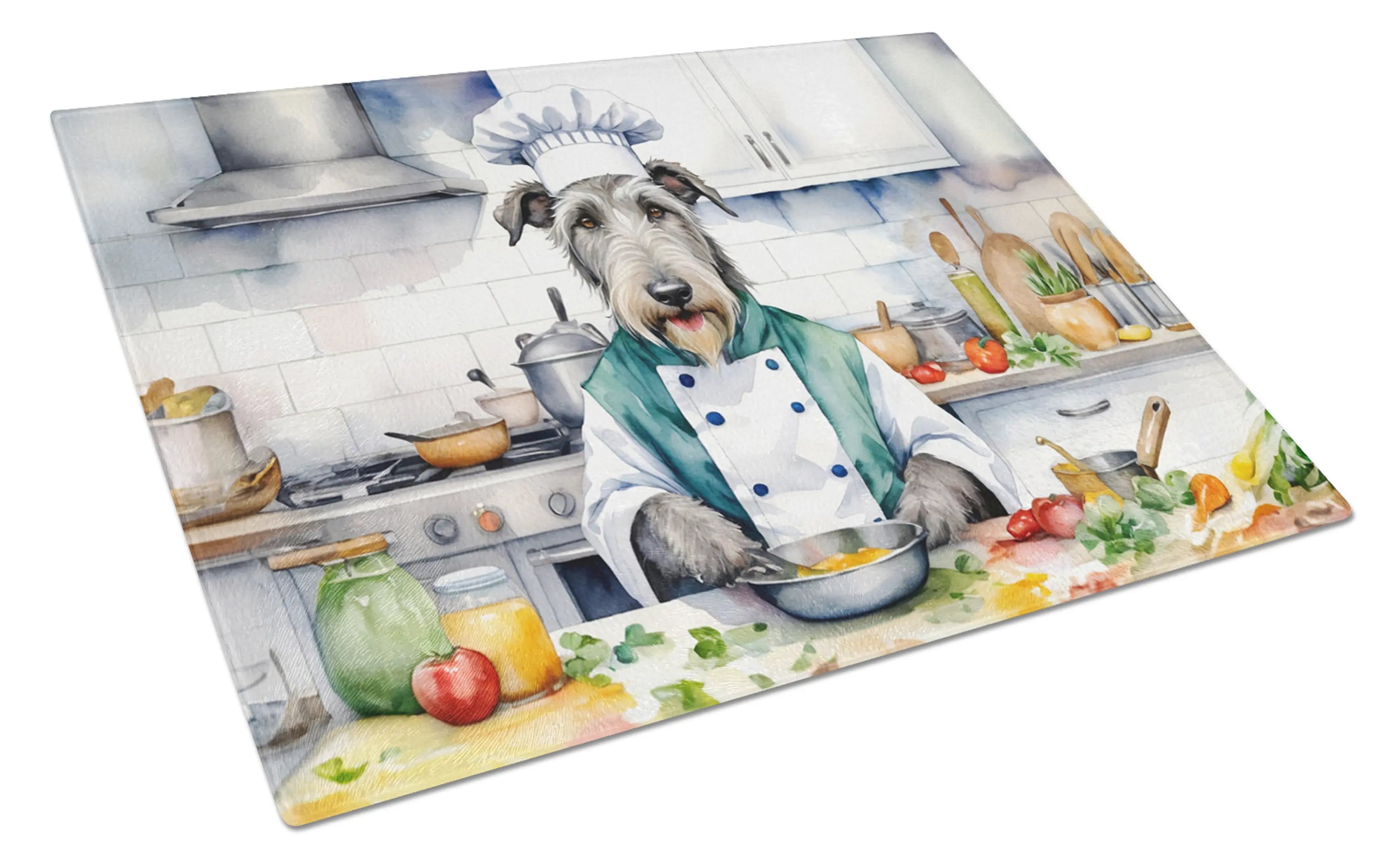 Irish Wolfhound The Chef Glass Cutting Board Caroline's Treasures