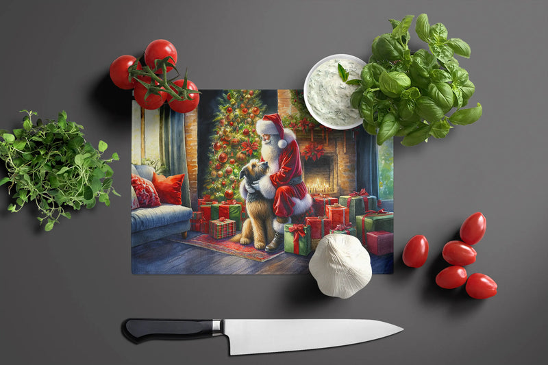 Irish Wolfhound and Santa Claus Glass Cutting Board Caroline's Treasures