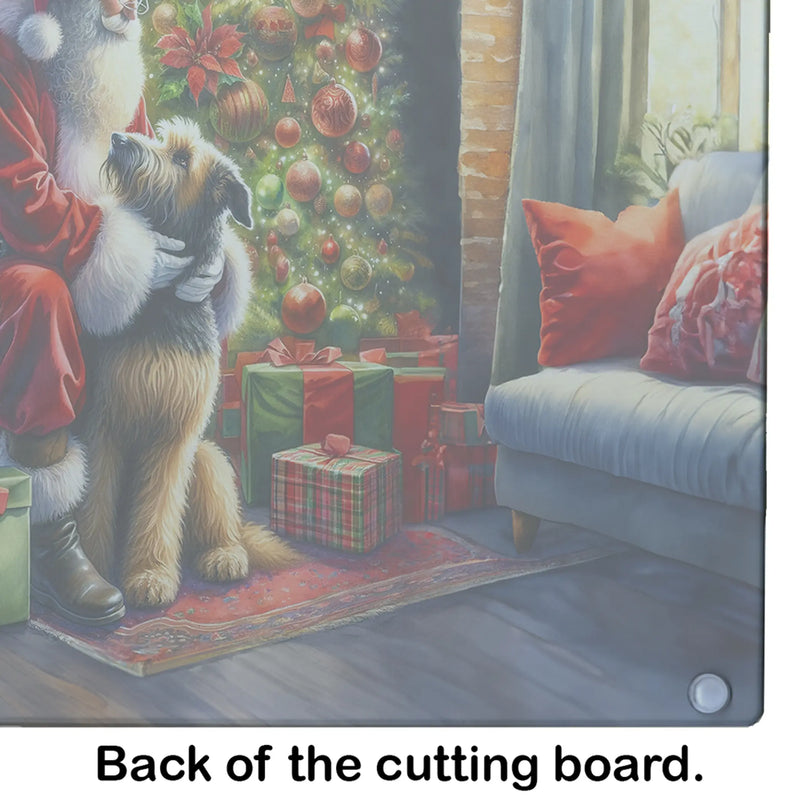Irish Wolfhound and Santa Claus Glass Cutting Board Caroline's Treasures