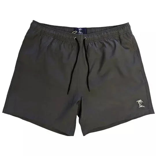 Island Bum Men's Solid Grey with Tiki Joe Logo Swim Trunks Island Bum