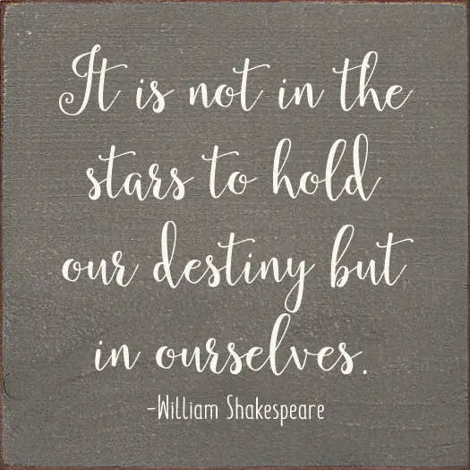 It Is Not In The Stars To Hold Our Destiny But In Ourselves. Sawdust City