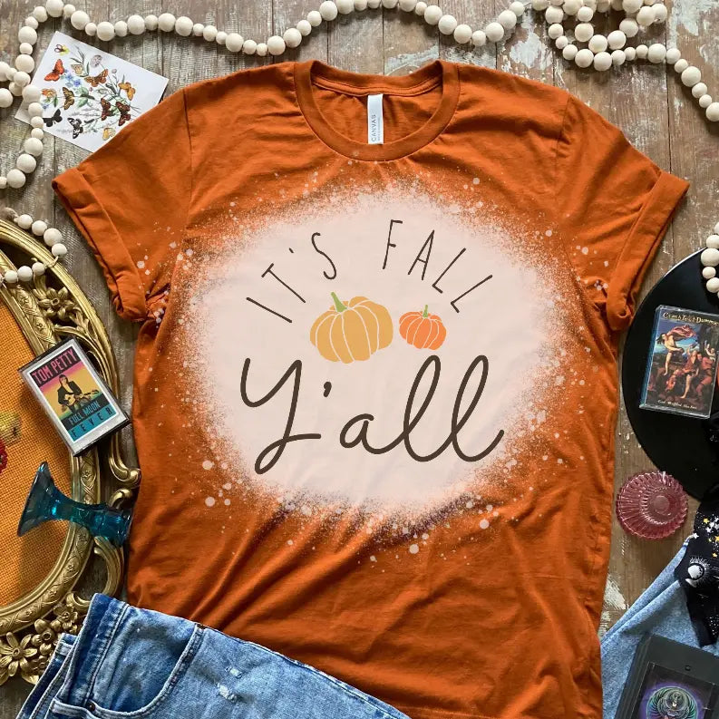 It's Fall Y'all Bleached Shirt CK's Boutique